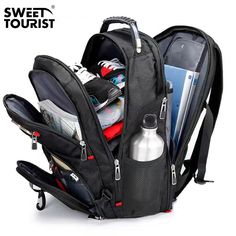 Pattern: Solid Color Occasion: Business Trip Color: Black, Black without Logo Material: Oxford Cloth Fashion Element: Sewing Line Style: Cross-Border Trend 17 Inch Laptop Backpack, Laptop Backpack Mens, Waterproof Laptop Backpack, Waterproof Travel Bag, Swiss Military, Computer Backpack, Backpack Material, Computer Cables, Laptop Rucksack