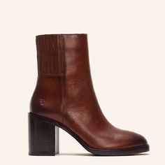 The Frye Pia Chelsea Booties Have An Effortless Ease & Seamless Style. The Vegetable Tanned Vintage Italian Leather Pair Has Elasticated Side Panels At The Calf So They Slip On & Off With Ease. The Chunky Block Heel Is The Ideal Height For Day-Long Wear. A Gorgeous Must-Have For Every Fall & Winter Wardrobe. New Condition (Tried On Only) Originally $388- Offer Me! Last 1 For All Sizes Beautiful Rich Brown/Deep Cognac Color Genuine Italian Supple Leather Leather Lined & Rubber Outsole 6.75" Shaft Short Western Boots, Comfy Heels, Lace Booties, Cognac Color, Harness Boots, Western Boots Women, Fall Winter Wardrobe, Frye Boots, Zipper Boots