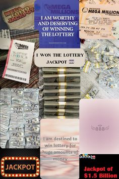 there are many different items that can be found in this collage with the words jackpot on them