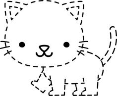 a black and white drawing of a cat with lines on it's face,