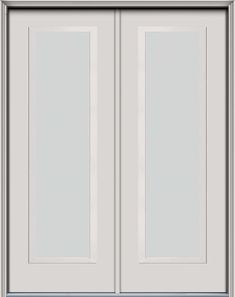 an image of two doors with glass panels on the front and back sides, both in white