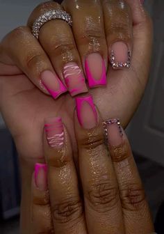 Pink Barbie Nail Ideas, Barbie Nail Ideas, Barbie Nail, Gel Manicure Colors, Dope Nail Designs, Ombre Nail Designs, Short Square Acrylic Nails, Pink Barbie, Unique Acrylic Nails