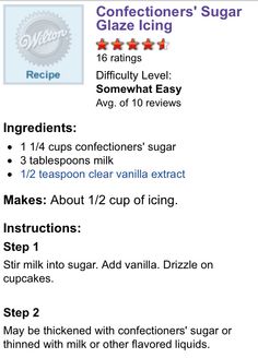 the instructions for how to use glaze icing