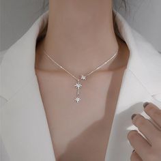 Elegant Cubic Zirconia Necklace With Star Charm, Elegant Sparkling Star-shaped Jewelry, Elegant Sparkling Star Shaped Jewelry, Diamond White Star Jewelry, Formal Sparkling Star-shaped Jewelry, Elegant Silver Jewelry With Star Charm, Star-shaped Sparkling Jewelry As Gift, Star-shaped Jewelry With Sparkling Stones As A Gift, Star-shaped Sparkling Stones Jewelry For Gifts