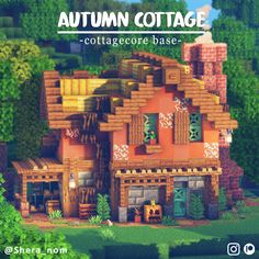 an autumn cottage with lots of windows and balconies on the front, surrounded by greenery