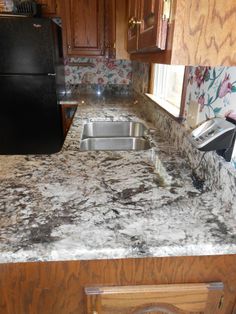 a granite counter top in a kitchen