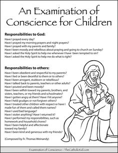 an examination of conscience for children with the image of jesus holding a baby in his arms