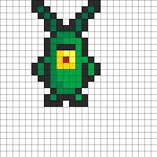 an image of a pixel art piece with the shape of a green creature on it's face