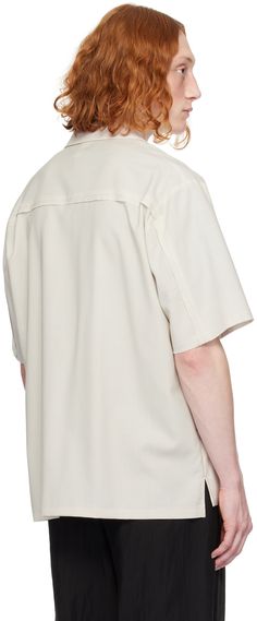 Wool barathea shirt. Raw edges throughout. · Spread collar · Button closure · Tennis-tail hem · Seam pockets · Dropped shoulders Supplier color: Off white Tropical Shirt, Tropical Shirts, Raw Edge, Drop Shoulder, Tennis, Off White, Wool, Collar, White