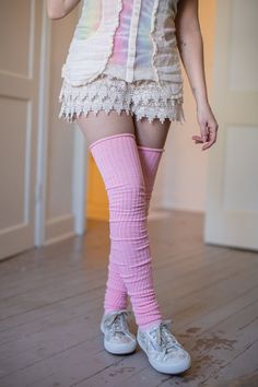 Made in the USA. Gorgeous, thick ribbed thigh highs with a wonderful stretch that stay up and look great cuffed! Their terry-lined feet add extra warmth, comfort and cushiness Mermaid Tights, Thinner Legs, Half Socks, Plus Size Tights, Sweater Socks, Layered Fashion, Thigh High Socks, Long Socks, Plus Size Leggings