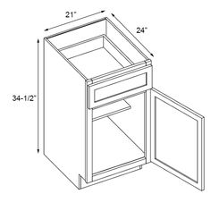 the drawing shows an open cabinet with its doors and drawers, which are not shown