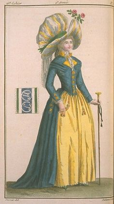 1787 redingote donna Late 18th Century Fashion, 18th Century Womens Fashion, 18th Century Hats, Fashion History Timeline