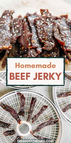 homemade beef jerk recipe with text overlay that reads, homemade beef jervy