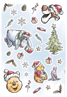 some christmas stickers on a white background