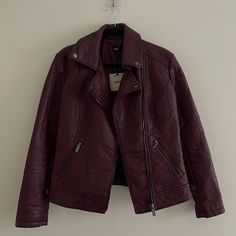 Brand New. Never Worn. Tag On. Leather Jackets, Biker Jacket, Zip Ups, Asos, Faux Leather, Jackets & Coats, Leather Jacket, Jackets For Women, Size 10