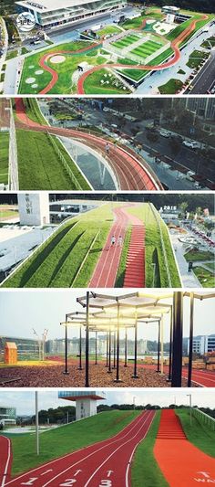 an aerial view of the track and field