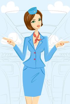 an air hostess holding out her hands