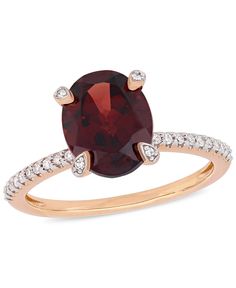 Garnet (3 ct.t.w.) and Diamond (1/10 ct.t.w.) Ring in 10k Rose Gold Antique Wedding Jewelry, Anna Todd, Garnet And Diamond Ring, Garnet Engagement Ring, Gold Cocktail Ring, Gold Cocktail, Rose Gold Engagement, Garnet Rings, Rose Gold Engagement Ring