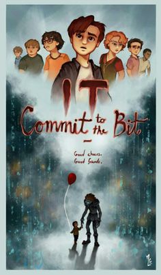 a movie poster for the film commit to bit, with an image of a man holding a balloon