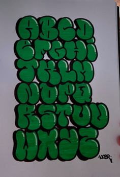 Graffiti Drawing Letters, Throwies Graffiti Alphabet, Throw Up Graffiti Alphabet, Graffiti Drawings Words, Grafitis Ideas, Fonts Graffiti, Cool Fonts Alphabet, Green Graffiti, Alphabet Graffiti