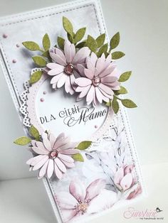 a close up of a card with flowers on it