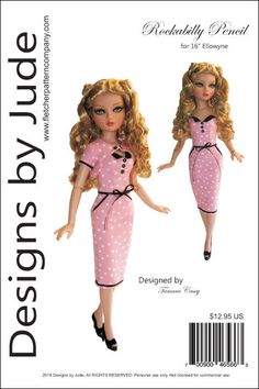 the doll is wearing a pink dress with polka dots