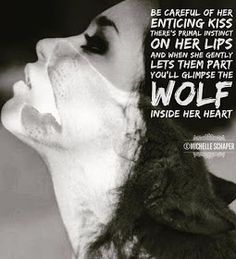 a black and white photo of a woman with her face close to the ground, with a wolf quote on it