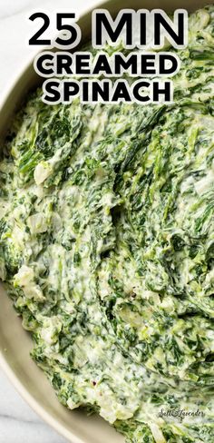 a bowl of creamed spinach with text overlay that reads 25 min creamed spinach Easy Creamed Spinach, Cream Cheese And Spinach, Creamed Spinach Recipe Easy, Easy Spinach Recipes, Spinach Side, Spinach Side Dish, Creamed Spinach Recipe, Spinach Recipe, Easy Cream