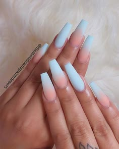 Blue Ombre Nails, Ombre Acrylic, Matte Nail, Blue Acrylic Nails, Ombre Nail, Ombre Acrylic Nails, Matte Nails Design, Nail Art Ombre, Pretty Nail Art Designs