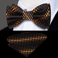 Elegance in Monochrome: The Black and Gold Polka Dot Silk Bow Tie Ensemble Indulge in the epitome of sophistication with our Black and Gold Polka Dot Silk Bow Tie – a masterpiece where the timeless charm of black meets the opulence of gold, adorned with a playful pattern of multiple-sized polka dots. This bow tie is not just an accessory; it's a statement piece designed to add a touch of glamour and refinement to your ensemble. Available in both self-tie and pre-tied options, with the flexibilit Burgundy Suit, Silk Bow Ties, Bow Tie Set, Deep Burgundy, Gold Polka Dots, Black Tie Event, Tie Set, Tie Colors, Burgundy Dress