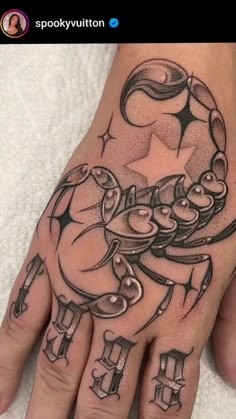 a hand with some tattoos on it