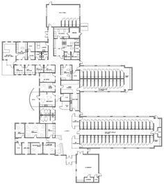 the floor plan for an office building with multiple floors and several rooms, all in different sections