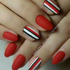 Hot Nails, Cute Nail Designs, Creative Nails, Matte Nails, Black Nails, Nail Manicure, Winter Nails, Red Nails, Christmas Nails