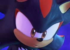 sonic the hedgehog is looking at something in front of his face and eyes,