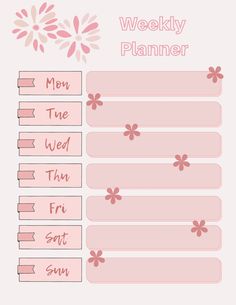 a pink planner with flowers on it and the words'weekly planner'written below