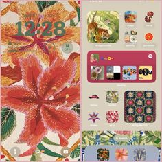 an image of a phone screen with flowers and numbers on the back side, and other items in front of it