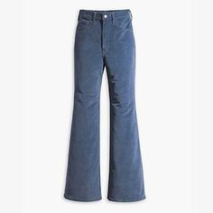 Ribcage Bell Corduroy Women's Pants - Blue | Levi's® US High Rise Corduroy Jeans For Spring, High Rise Corduroy Bottoms For Fall, Fall High-rise Corduroy Bottoms, High-rise Corduroy Jeans For Spring, Levi's Wide Leg Bottoms For Fall, Levi's Corduroy Bottoms For Spring, High Rise Corduroy Jeans, High Rise Relaxed Fit Corduroy Bottoms, Levi's Cotton Bottoms For Winter