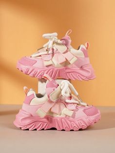 Unisex Casual Dad Sneakers With Laces, Breathable And Comfortable Walking Shoes For Boys And Girls, Autumn And Spring Pink     Plaid    Baby Shoes, size features are:Bust: ,Length: ,Sleeve Length: Girly Backpacks, Shoes For Boys, Comfortable Walking Shoes, Plaid Baby, Dad Sneakers, Dad Fashion, Rose Bonbon, Cute Stars, Baby Sneakers