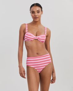 The Lilo Ribbed Bikini Bottom is the perfect retro-inspired swimsuit in a new ribbed fabrication. This high-waisted silhouette offers moderate coverage. Pair it with the matching top and Oxford Tunic to complete your look. Retro Underwire Swimwear For Poolside, Retro Underwire Swimwear For Vacation, Striped High Waist Swimwear For Poolside, One Piece Top, Crafts From Recycled Materials, Sofia Richie, Knitwear Dress, Matching Top, Matching Dresses