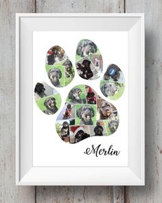 a dog's paw is shown with the words merkin on it and pictures of dogs