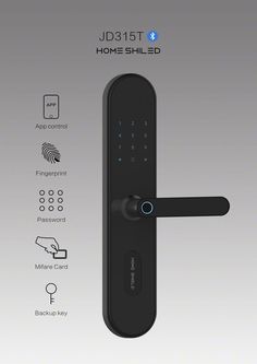 an electronic door handle with fingerprints on the front and back buttons for home security