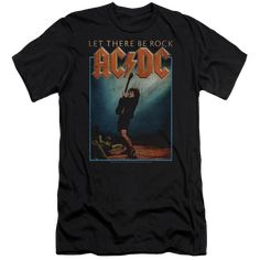 a black t - shirt with the words let there be rock ac / dc on it