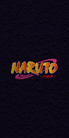 the word naruto written in graffiti style on a black background with pink and yellow letters