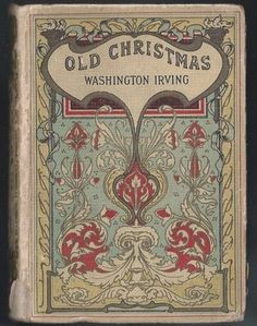 an old christmas book with red and blue designs