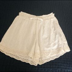 Beautiful White Eyelet Shorts With Satin Dash/Tie Detail Elastic Waist Fully Lined Nwot White Bohemian Shorts For Loungewear, Casual Shorts With Lace Trim, Short Length Bottoms With Lace Trim For Day Out, Casual Ralph Lauren Bottoms For Spring, Casual Ralph Lauren Short-length Bottoms, Ralph Lauren Casual Bottoms For Spring, Short Lace Trim Bottoms For Day Out, Ralph Lauren Casual Spring Bottoms, Ralph Lauren Summer Shorts