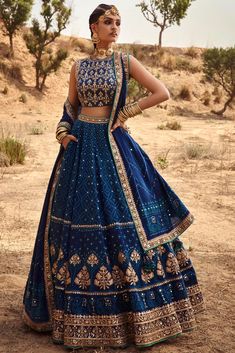 Bandhani Lehenga, Blue Lehenga