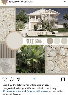 the front page of an instagramt for mood board