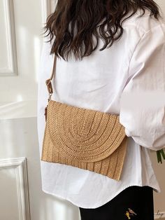 BirdinBag - Stylish Summer Straw Crossbody Bag, Ideal for Beach Travel - Minimalist Design Versatile Vacation Pouch Shoulder Bag, Versatile Crossbody Shoulder Bag For Vacation, Summer Clutch Shoulder Bag For Everyday Use, Everyday Summer Clutch Shoulder Bag, Everyday Clutch Shoulder Bag For Summer, Portable Beige Clutch Shoulder Bag, Casual Clutch Bag With Large Capacity, Natural Color Clutch Bag With Adjustable Strap, Casual Clutch With Large Capacity