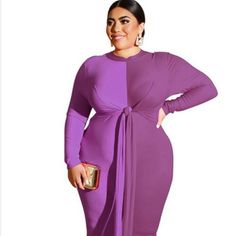 Two Tone Purple Dress Chic Purple Long Sleeve Dress, Elegant Purple Bodycon Dress For Fall, Chic Purple Long Sleeve Midi Dress, Chic Long Sleeve Purple Dress, Spring Purple Bodycon Midi Dress, Chic Purple Midi Dress For Fall, Purple Bodycon Midi Dress For Spring, Spring Bodycon Purple Midi Dress, Elegant Purple Dresses