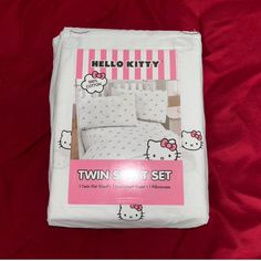 hello kitty twin comforter set in white and pink